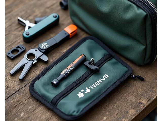 Medium-sized repair kit with mini pump and multi-tool for weekend touring.